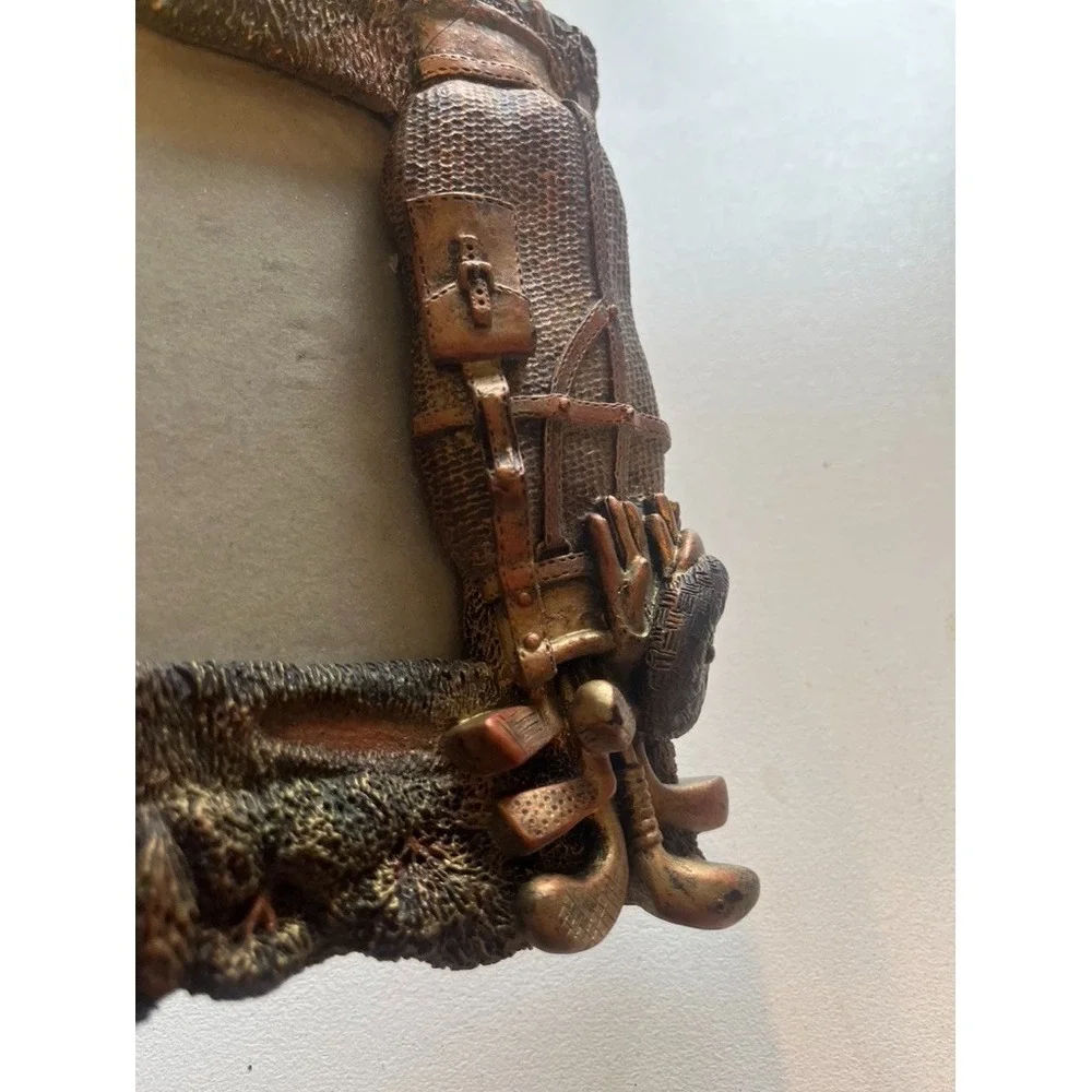 Vintage 3D Golf Themed Picture Frame Bronze Tone 4x6 Photo Resin Classic Preppy